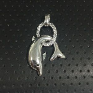 Sterling Silver 925 Dolphin 🐬 With Cz Pendant